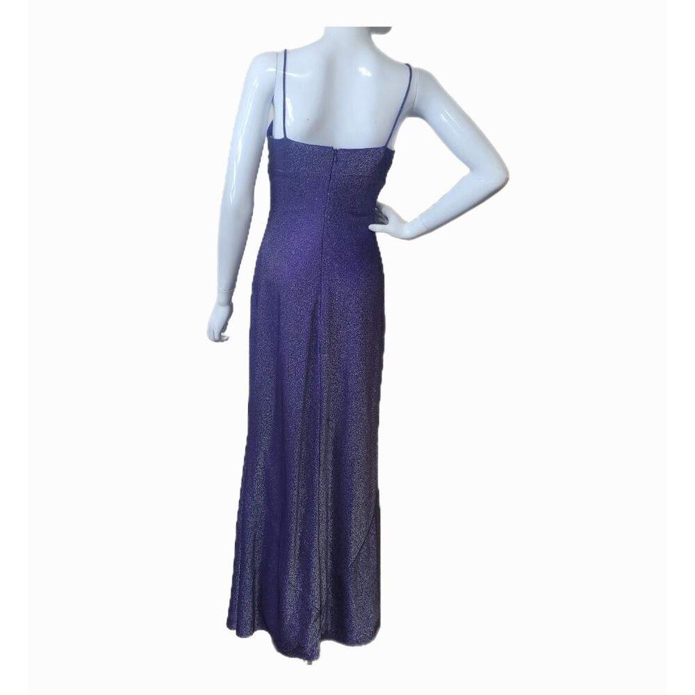 De Laru Dress Womens Size 9 10 Long Purple Metallic Spaghetti Strap Dress - Picture 3 of 8